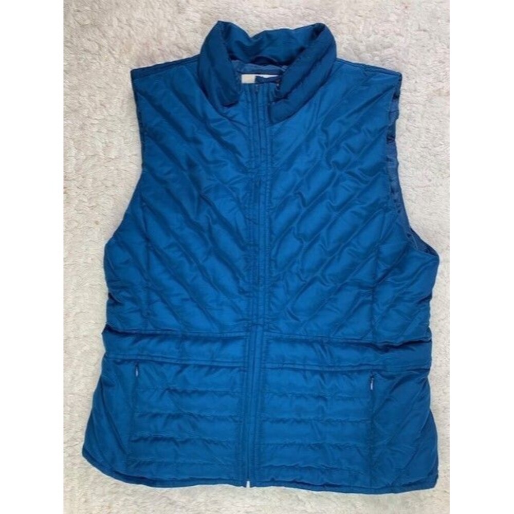 Loft Size M Womens Puffer Vest Blue Zip Front Pockets